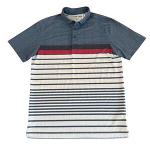 Matte Grey Medium Blue Striped Performance Men's Golf Polo Shirt Monarch Beach